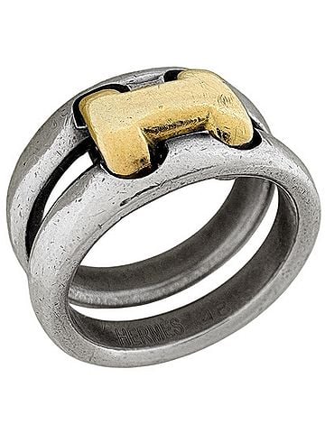Hermès Hermes Olympe Ring, Metal, GP (Gold Plated), Silver, Gold, Women's (view 1)