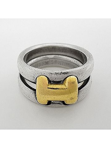 Hermès Hermes Olympe Ring, Metal, GP (Gold Plated), Silver, Gold, Women's (view 2)