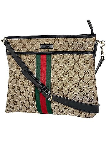 Gucci Gucci GG pattern shoulder bag, Sherry line, Web canvas, beige/black, 388926, women's. (view 1)