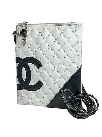 Chanel Chanel Cambon Line Shoulder Bag, Coco Mark, Leather, White, Women's (view 1)