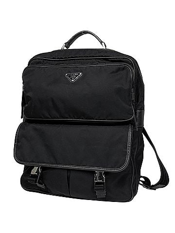 Prada Prada PRADA Logo Plate Backpack Business Nylon Nero (Black) Men's (view 1)