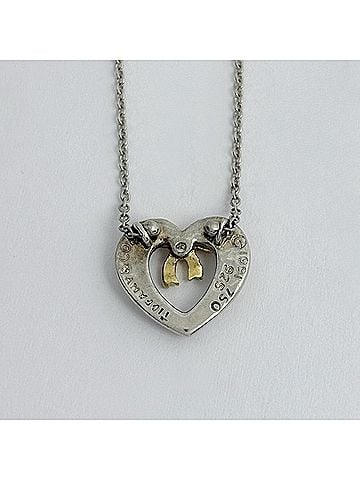Tiffany & Co. Tiffany &amp; Co. Heart Ribbon Necklace, 18K Gold, Sterling Silver 925/750, Women's. (view 2)