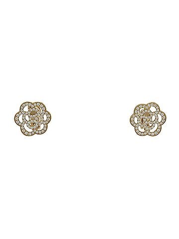 Chanel CHANEL Camellia Earrings, 18KPG (Au750PG) Pink Gold with Diamonds, J10805 (view 2)