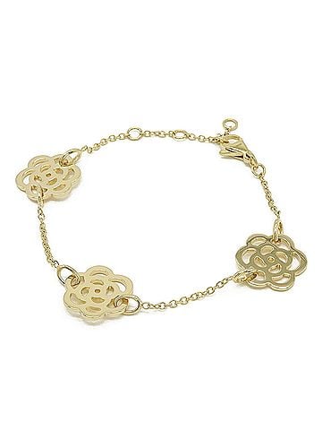 Chanel CHANEL Camellia 3-Motif Chain Bracelet Work 18K Yellow Gold (Au750) J10577 (view 1)