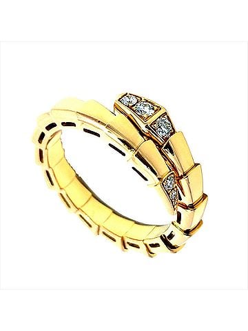 Bvlgari Bulgari BVLGARI Serpenti Viper Ring, Diamond, Size #54, 360468, 18K Yellow Gold, 7.3g, 54-56, Women's (view 1)