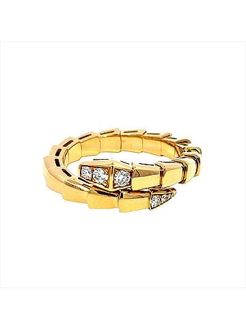 Bvlgari Bulgari BVLGARI Serpenti Viper Ring, Diamond, Size #54, 360468, 18K Yellow Gold, 7.3g, 54-56, Women's (view 2)