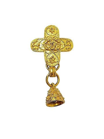 Chanel Chanel 94A Vintage Bell Cross Motif Brooch GPG Gold (view 1)