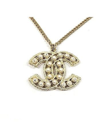 Chanel Chanel A15V Coco Mark Necklace, Faux Pearl, GPg Gold (view 1)