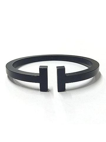 Tiffany & Co. Tiffany &amp; Co. T-Square Bracelet Bangle Cuff SSg Black (view 1)