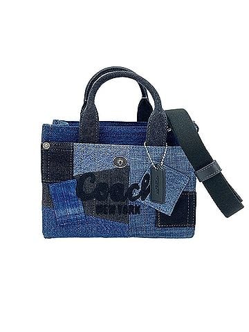 Coach Coach denim patchwork 2-way handbag, navy. (view 1)
