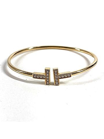 Tiffany & Co. TIFFANY&amp;Co. Tiffany &amp; Co. 18K Gold Diamond T-Wire Bracelet Bangle YG750 Women's Accessory Jewelry (view 1)