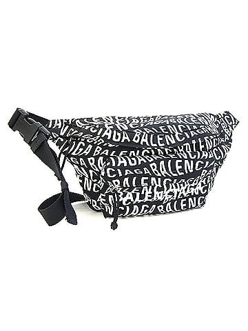 Balenciaga Balenciaga Wheel Belt Bag 533009 Black White Coated Canvas Waist Shoulder for Women and Men BALENCIAGA (view 1)