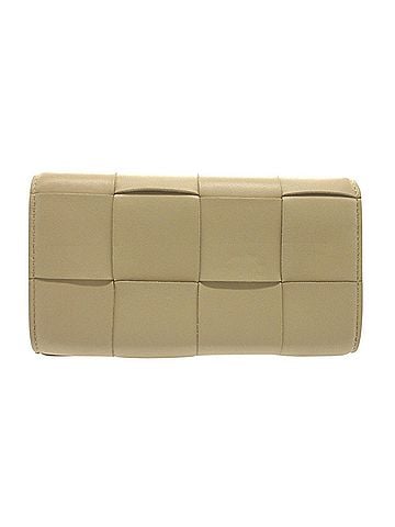 Bottega Veneta Excellent condition Bottega Veneta flap cassette large leather long wallet in beige 0748BOTTEGAVENETA (view 2)