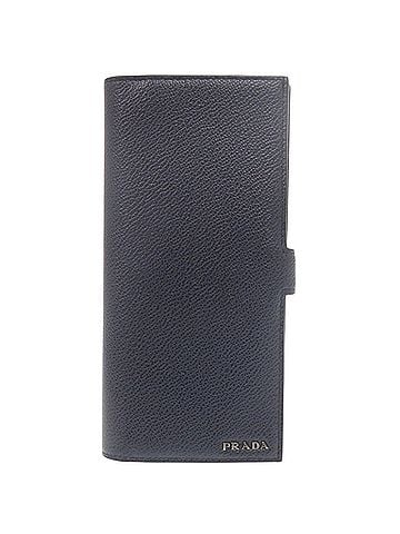 Prada Excellent condition Prada logo leather navy long wallet, bi-fold billfold 1197PRADA (view 1)