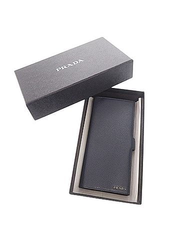 Prada Excellent condition Prada logo leather navy long wallet, bi-fold billfold 1197PRADA (view 2)