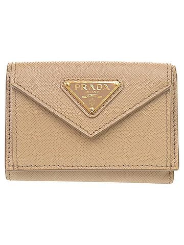 Prada Excellent condition Prada Triangle Logo Saffiano Leather Tri-fold Wallet 1MH021 Beige 1253PRADA (view 1)