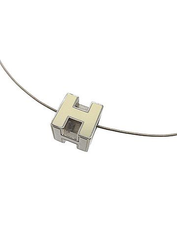 Hermès Excellent condition Hermes Cage d'H H-cube necklace, metal, ivory, silver, 1200HERMES (view 1)