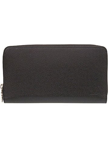Louis Vuitton Like New Louis Vuitton Zippy Organizer NM Taiga Round Zipper M30056 Black Long Wallet LV 1250 LOUIS VUITTON Men's (view 1)