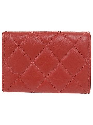 Chanel Like New Chanel 2.55 Compact Wallet Leather Serial Number 26 Series Red Tri-fold 0935CHANEL (view 2)