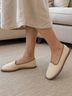Pratesi 100% Canvas Solid Tan Burgundy White Flats Size 5 - photo 3