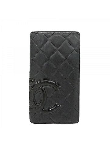 Chanel Chanel Cambon Lambskin Long Wallet, Black, Women's (view 1)