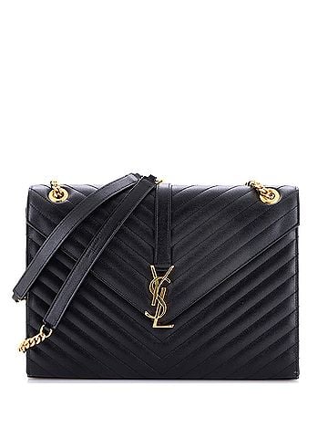 Saint Laurent Classic Monogram Envelope Satchel Matelasse Chevron Leather Large (view 1)