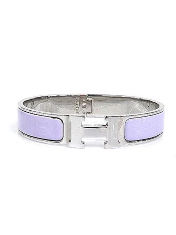 Hermès Hermes HERMES Bangle Bracelet Clic Clack H Metal Enamel Silver Purple Women's e62019k (view 1)