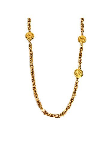 Chanel Chanel necklace, Coco Mark, metal, gold, women's, e62015i (view 1)