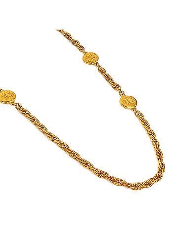 Chanel Chanel necklace, Coco Mark, metal, gold, women's, e62015i (view 2)