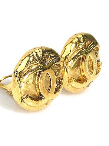 Chanel Chanel earrings, Coco Mark design, metal, gold, women's, e62014i (view 2)