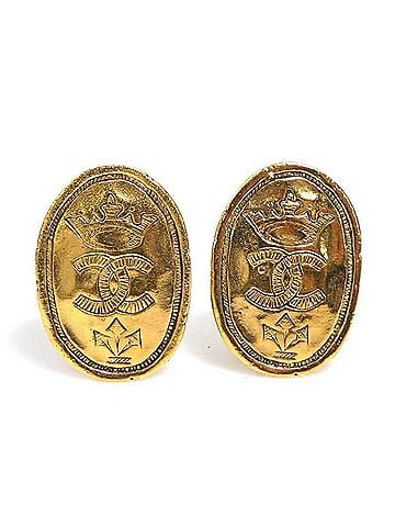 Chanel Chanel earrings, Coco Mark design, metal, gold, women's, e62011k (view 1)