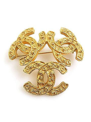 Chanel Chanel CHANEL Brooch Triple Coco Mark Metal Gold Women's e62009i (view 1)