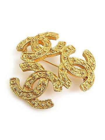 Chanel Chanel CHANEL Brooch Triple Coco Mark Metal Gold Women's e62009i (view 2)