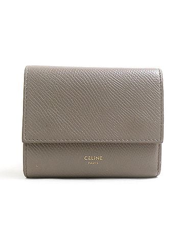 Céline Celine CELINE Tri-fold Wallet Leather Greige Women's e62003d (view 1)