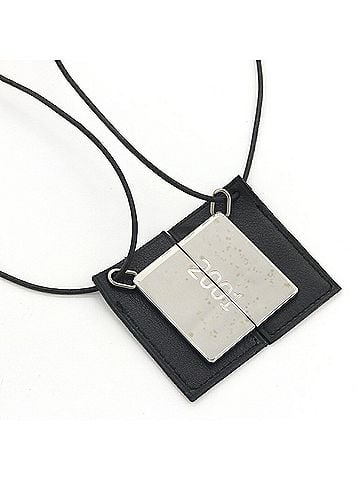 Hermès Hermes Necklace Symbol Choker 2001 Metal Leather Pendant Square Men's Women's HERMES (view 1)