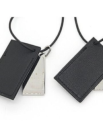 Hermès Hermes Necklace Symbol Choker 2001 Metal Leather Pendant Square Men's Women's HERMES (view 2)
