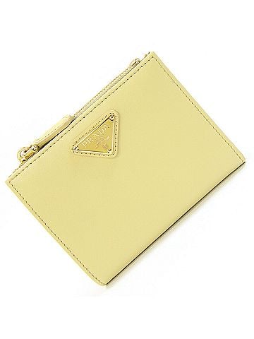 Prada Prada Bi-fold Wallet 1ML050 Yellow Leather Compact Mini for Women PRADA (view 1)