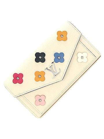 Louis Vuitton Louis Vuitton Bi-fold Long Wallet Portefeuille MyLockme M62656 Crème Taurillon Flower Design LV Women's LOUIS VUITTON (view 1)