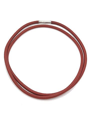 Hermès Hermes choker, long red, sterling silver 925, fabric necklace pendant, women's. (view 1)