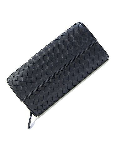 Bottega Veneta Bottega Veneta Bi-fold Long Wallet, Intrecciato, 150509, Black Leather, Men's &amp; Women's, BOTTEGA VENETA (view 1)
