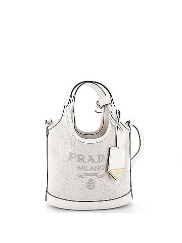 Prada Logo Bucket Tote Linen Blend Small (view 1)