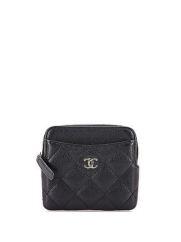 Chanel Square Zip Around Card Holder Wallet Quilted Caviar (view 1)