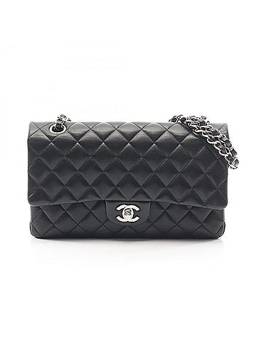 Chanel Chanel Matelassé Double Flap Shoulder Bag/Handbag, Lambskin Leather, Women's, Black (view 1)