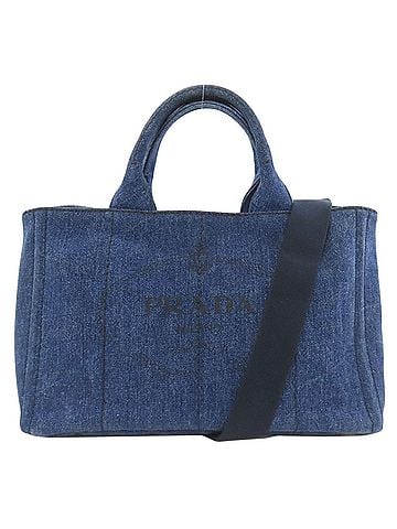 Prada Prada Canapa 2-Way Handbag, Denim, Women's PRADA (view 1)