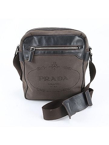 Prada Prada Logo Jacquard Leather Shoulder Bag Messenger Brown Men's (view 1)