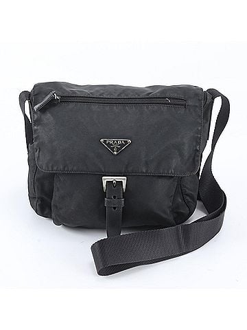 Prada Prada Tessuto Nylon Triangle Logo Leather Shoulder Bag Messenger Black Men's (view 1)