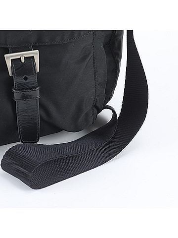 Prada Prada Tessuto Nylon Triangle Logo Leather Shoulder Bag, Black, Men's (view 2)