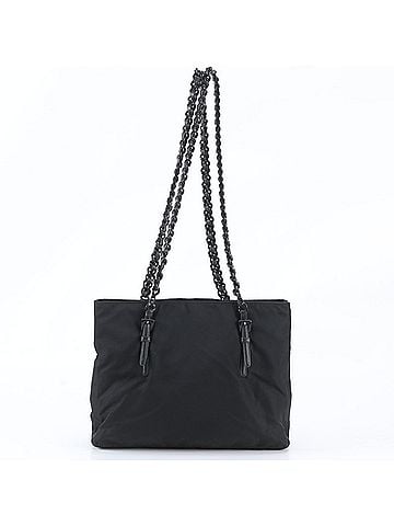 Prada Prada Tessuto Nylon Chain Triangle Logo Leather Shoulder Bag, Black, Women's (view 1)