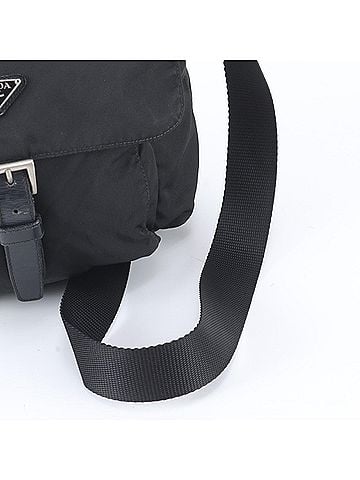 Prada Prada Tessuto Nylon Triangle Logo Leather Shoulder Bag Messenger Black Men's (view 2)