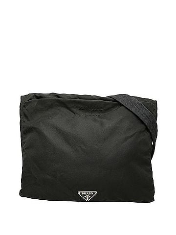 Prada Prada Triangle Logo Plate Crossbody Shoulder Bag, Black Nylon, Women's PRADA (view 1)